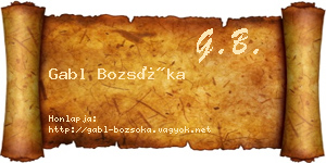 Gabl Bozsóka névjegykártya
